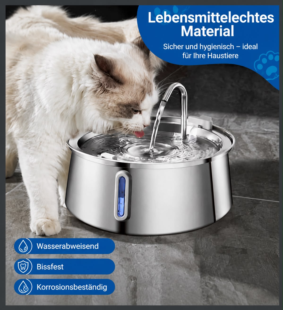 PawFlow Edelstahl-Trinkbrunnen 4 L