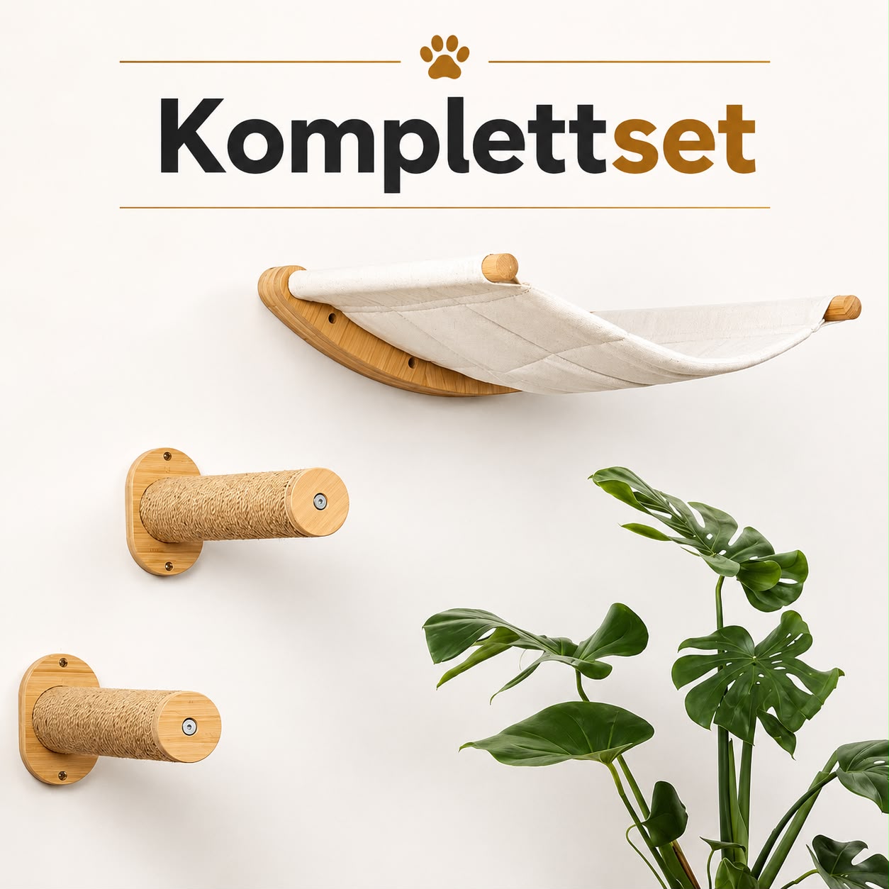 PawFlow Wandmontiertes Katzennest aus Holz