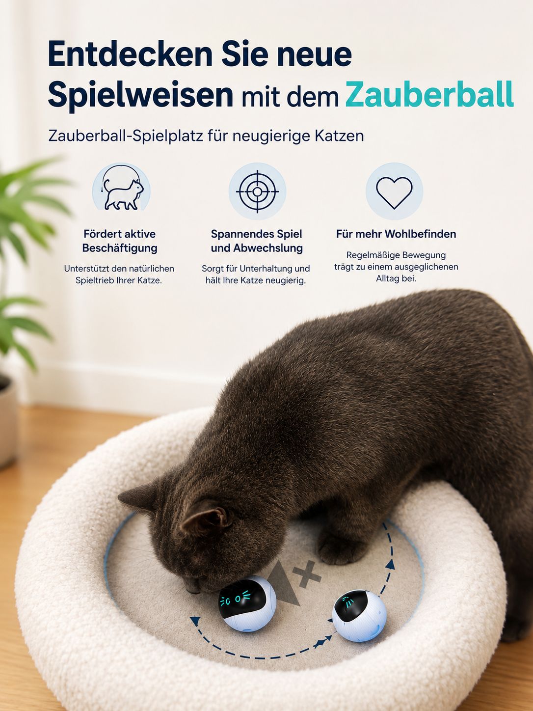 PawFlow Intelligenter LED-Katzenball – USB-aufladbar & Selbstfahrend