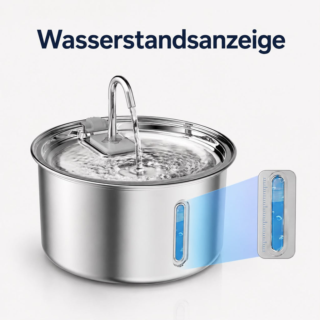 PawFlow Edelstahl-Trinkbrunnen 3 L mit 5 Ersatzfiltern