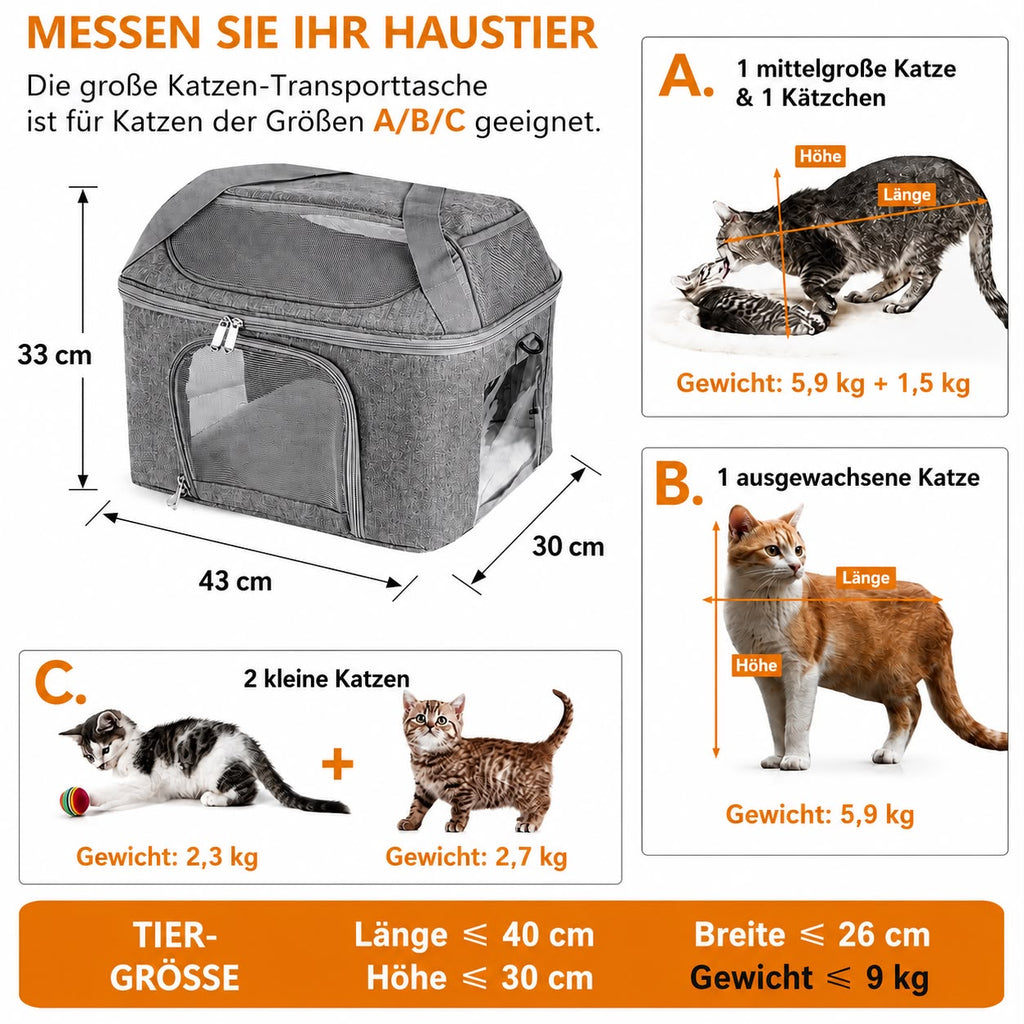 PawFlow Premium Faltbare Haustier-Transporttasche