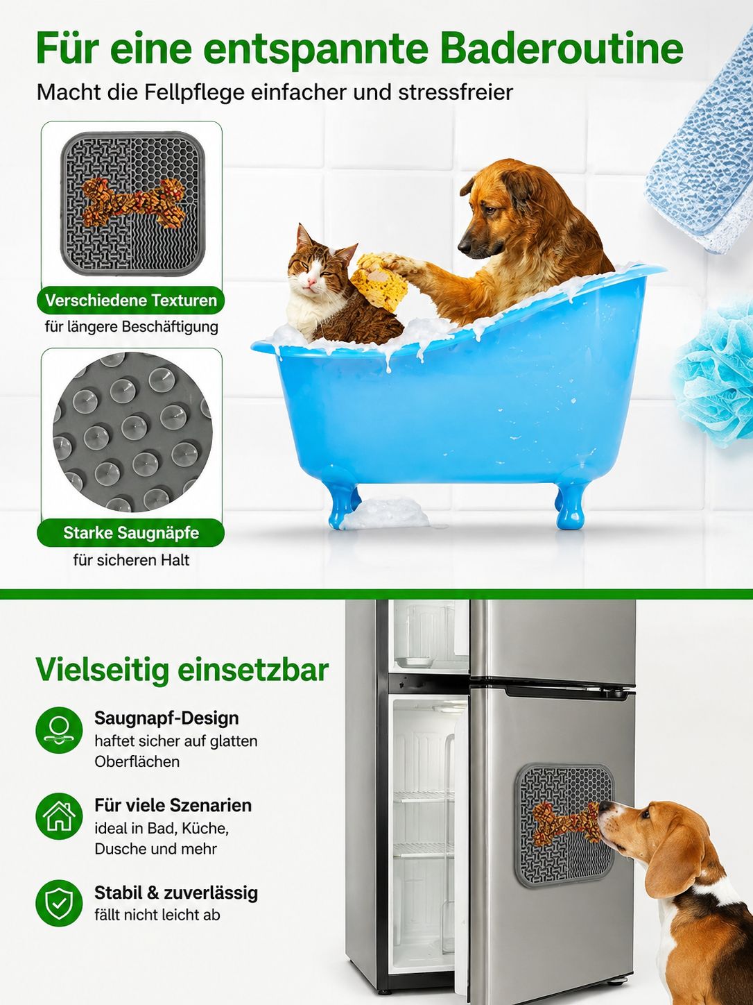 PawFlow™ Schleckmatte SlowFeeder – Beruhigende Futter- & Beschäftigungsmatte für Hunde & Katzen