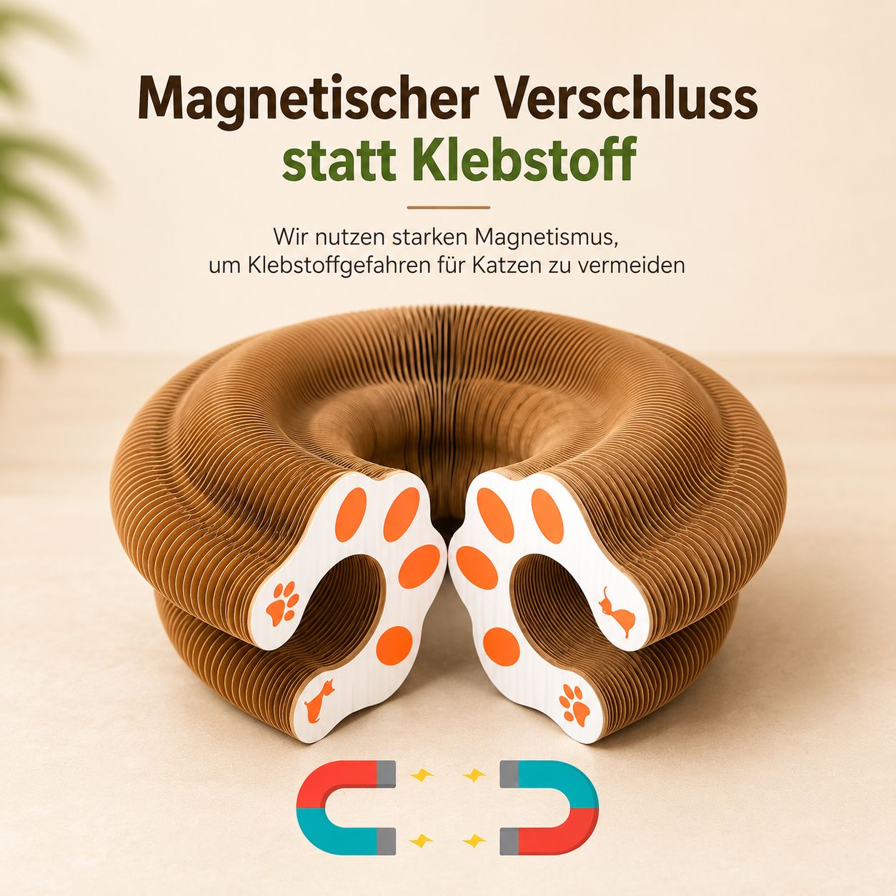 PawFlow Faltbares Katzen-Spielzeug mit Kratzfläche & Glöckchen – Spielen, Kratzen & Entdecken