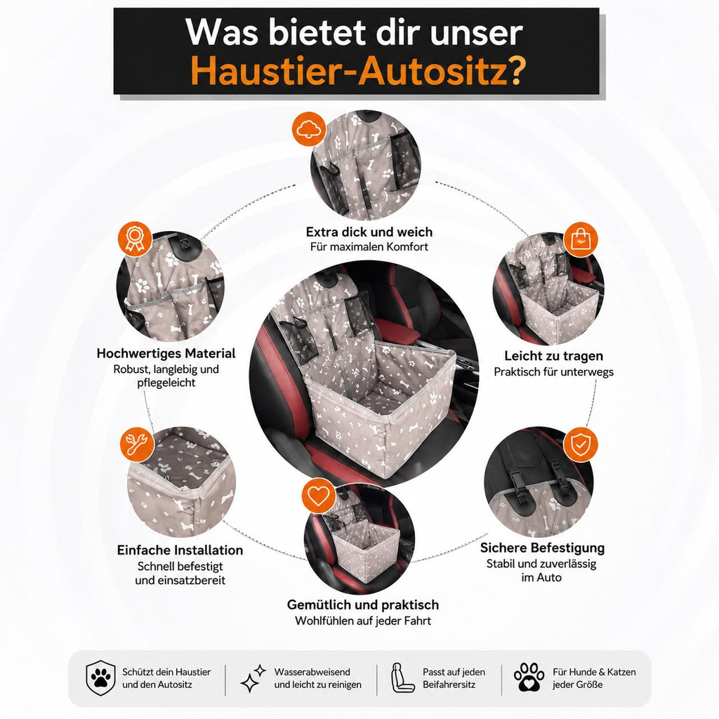 PawFlow Haustier-Autositz mit Seitenschutz