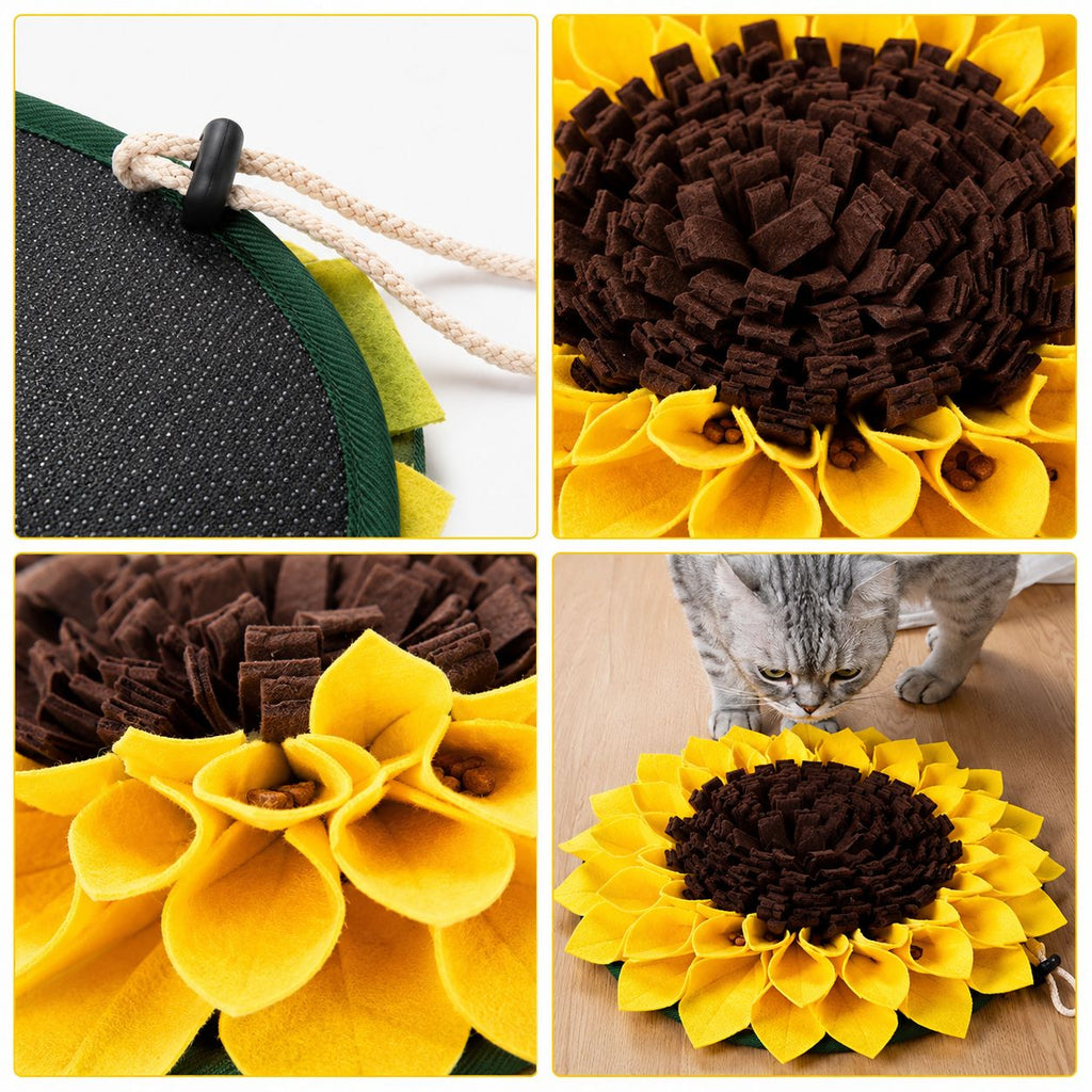 PawFlow™ Sonnenblumen-Schnüffelmatte für Hunde und Katzen – Nasenarbeit & Beschäftigung