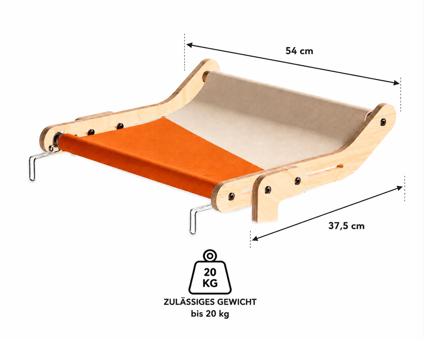 PawFlow Premium Fensterliege aus Mehrschichtholz für Katzen