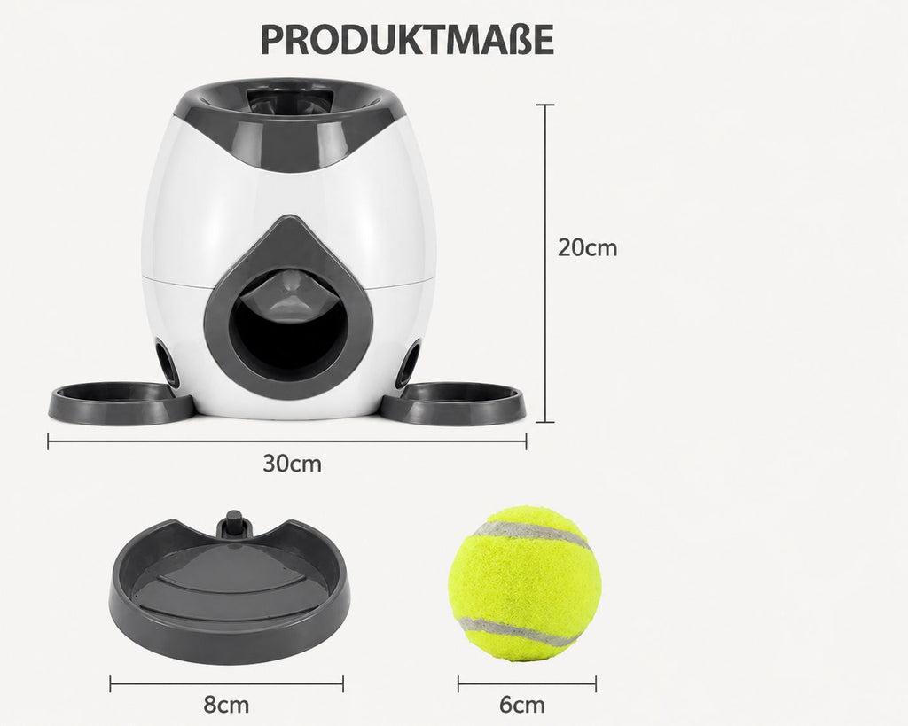 PawFlow™ Interaktiver Ballwurf- & Belohnungsautomat mit Futterschalen