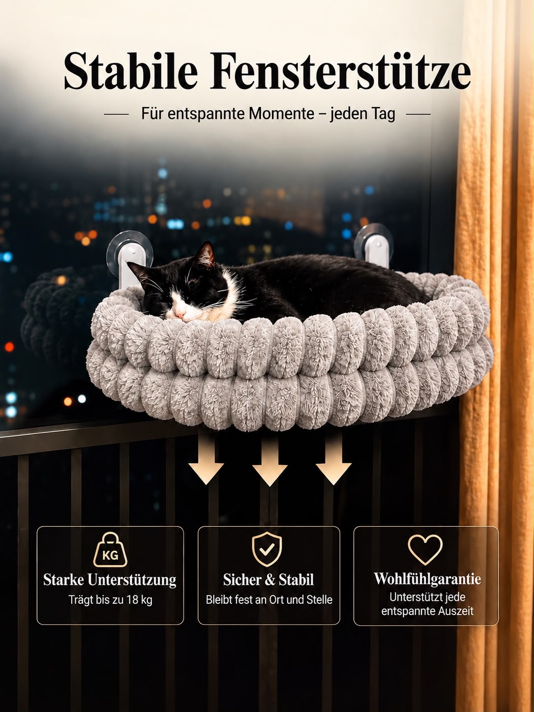 Premium Fensterbett Deluxe für Katzen
