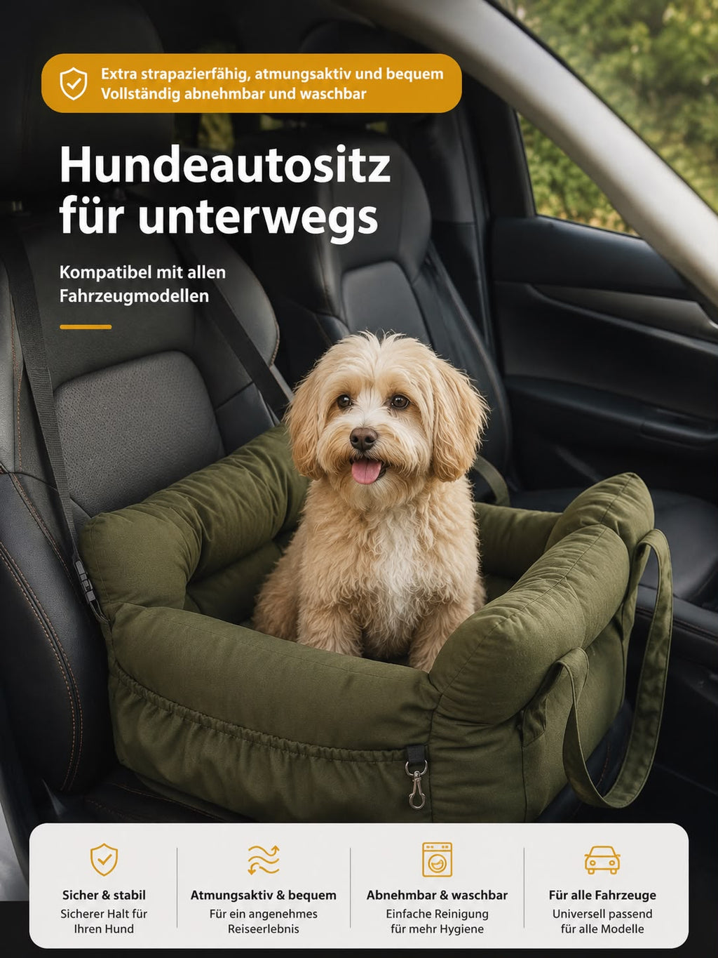 PawFlow Premium Auto-Hundesitz Comfort