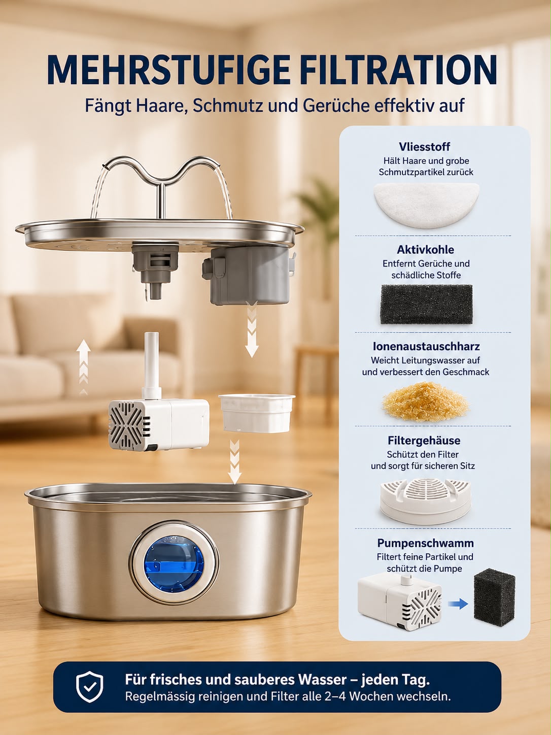 PawFlow™ Premium Edelstahl-Trinkbrunnen für Katzen & Hunde (3,2 L)