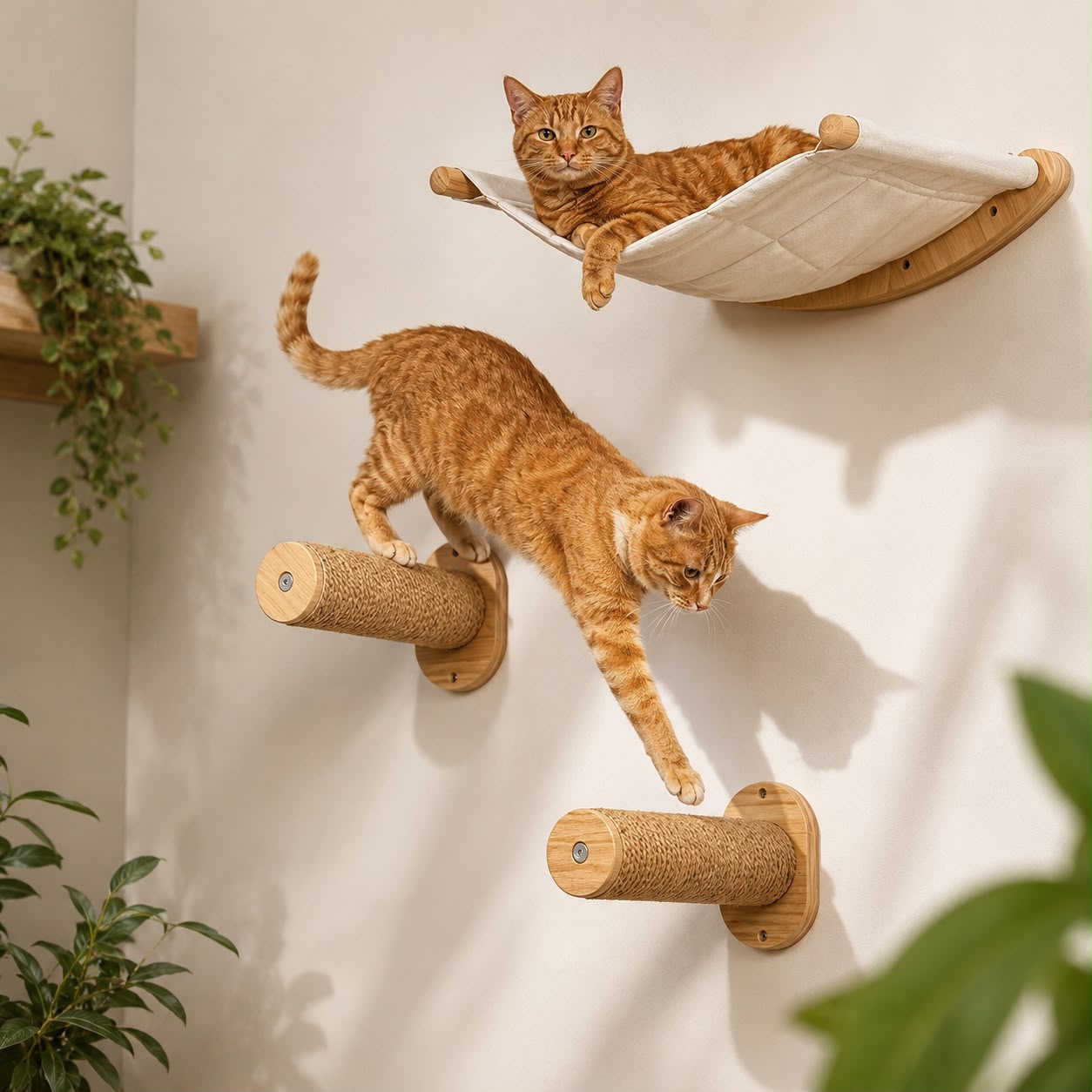 PawFlow Wandmontiertes Katzennest aus Holz