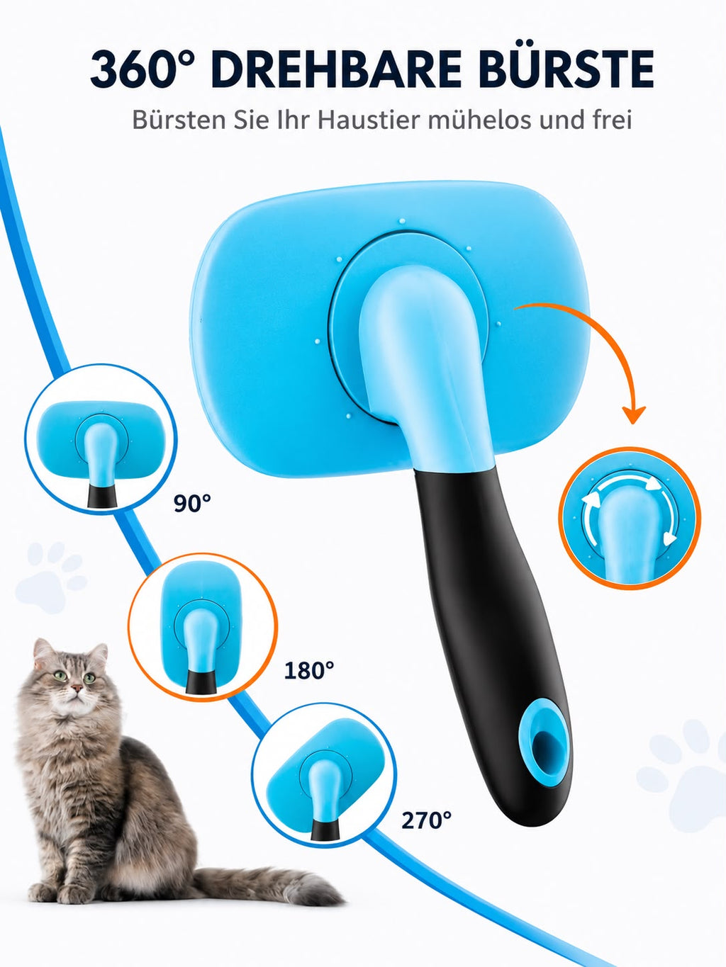 PawFlow Fellpflegebürste für Hunde & Katzen – Sanfte Massage & glänzendes Fell