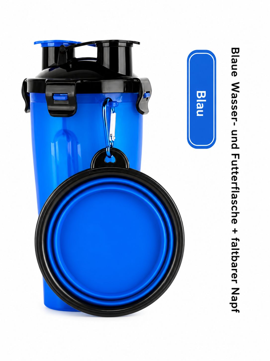PawFlow™ Mobile Reise-Trinkflasche mit Faltnapf für Hunde & Katzen – Trinken unterwegs leicht gemacht