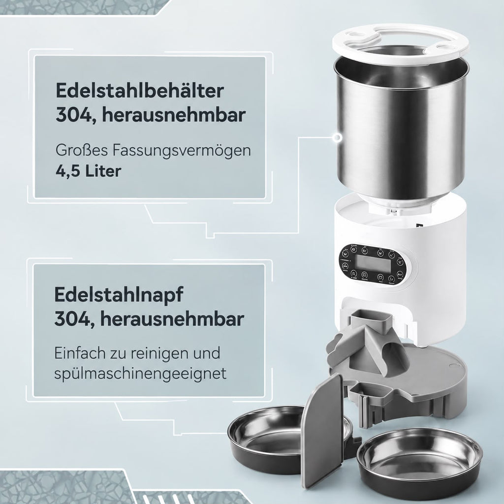 PawFlow SmartFeeder Duo – Automatischer Doppel-Futterautomat für Hunde & Katzen