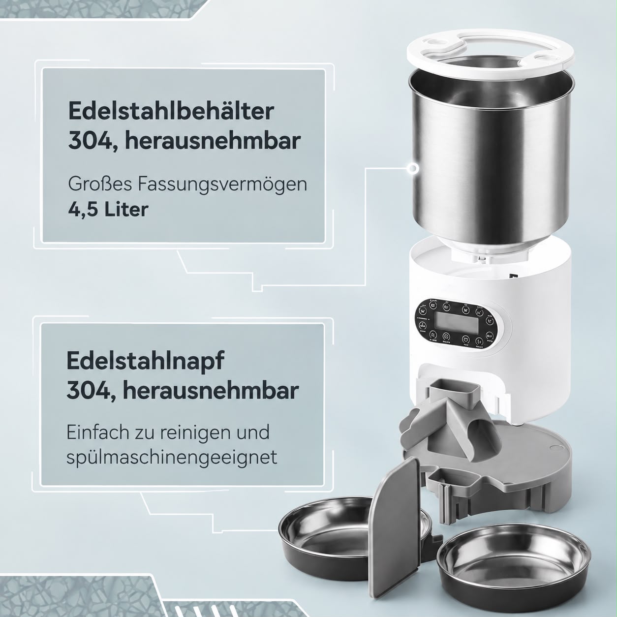 PawFlow SmartFeeder Duo – Automatischer Doppel-Futterautomat für Hunde & Katzen