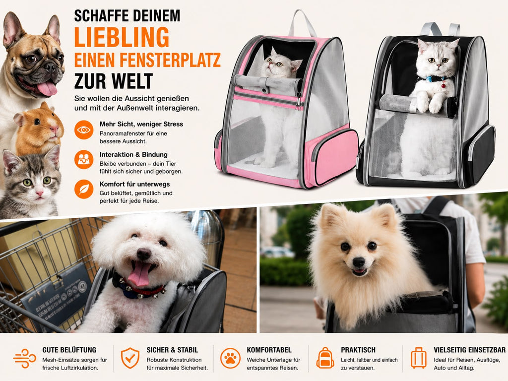PawFlow Bubble Premium Haustier-Rucksack für Hunde & Katzen