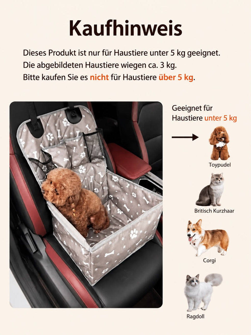 PawFlow Haustier-Autositz mit Seitenschutz