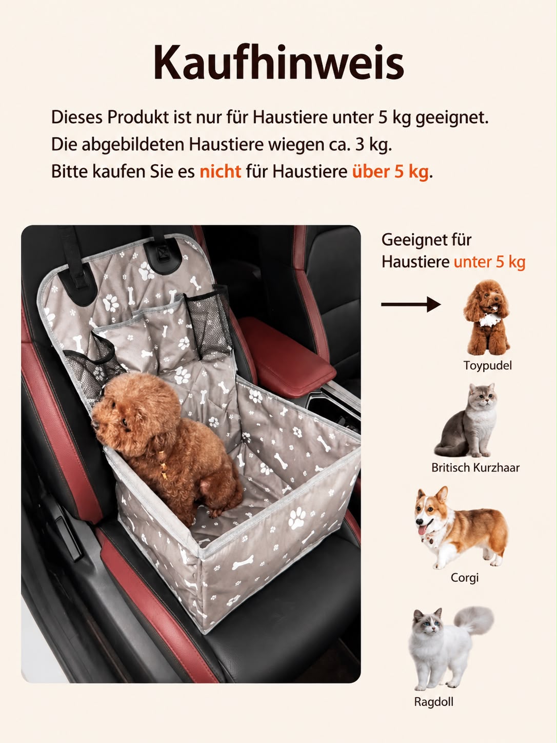 PawFlow Haustier-Autositz mit Seitenschutz