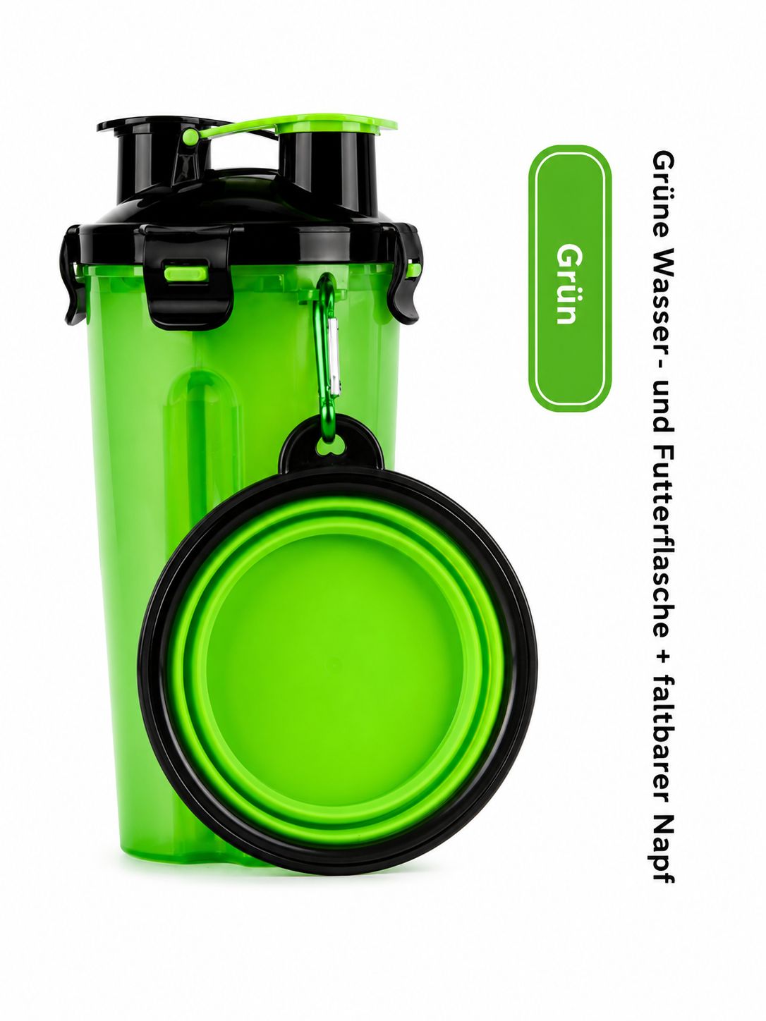 PawFlow™ Mobile Reise-Trinkflasche mit Faltnapf für Hunde & Katzen – Trinken unterwegs leicht gemacht