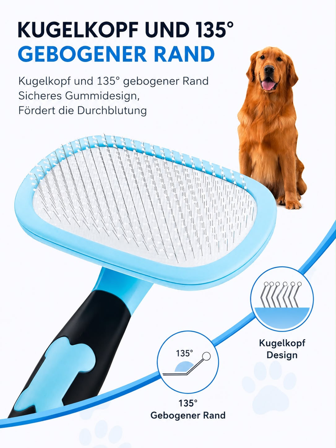 PawFlow Fellpflegebürste für Hunde & Katzen – Sanfte Massage & glänzendes Fell