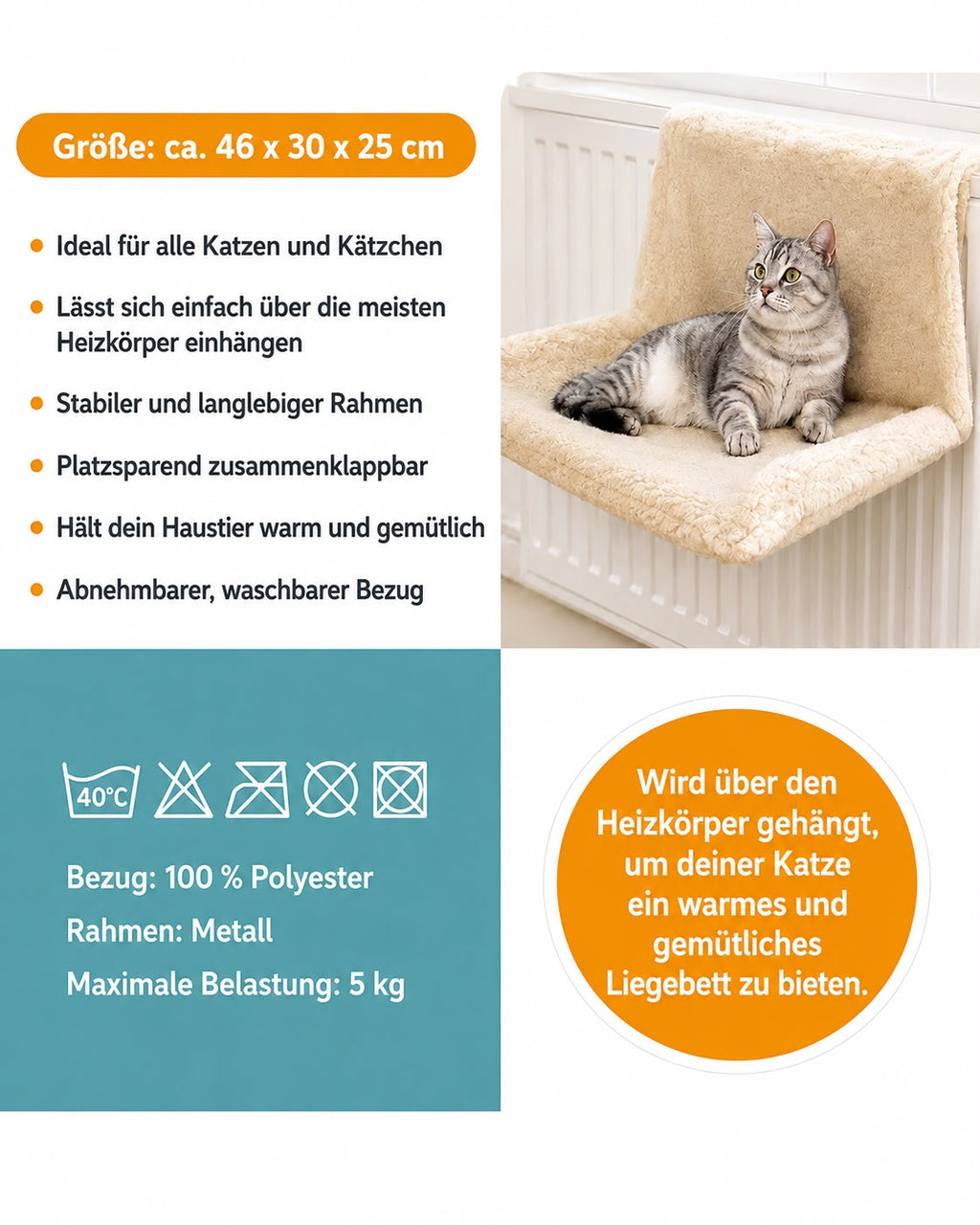 PawFlow Premium Heizkörper-Katzenbett