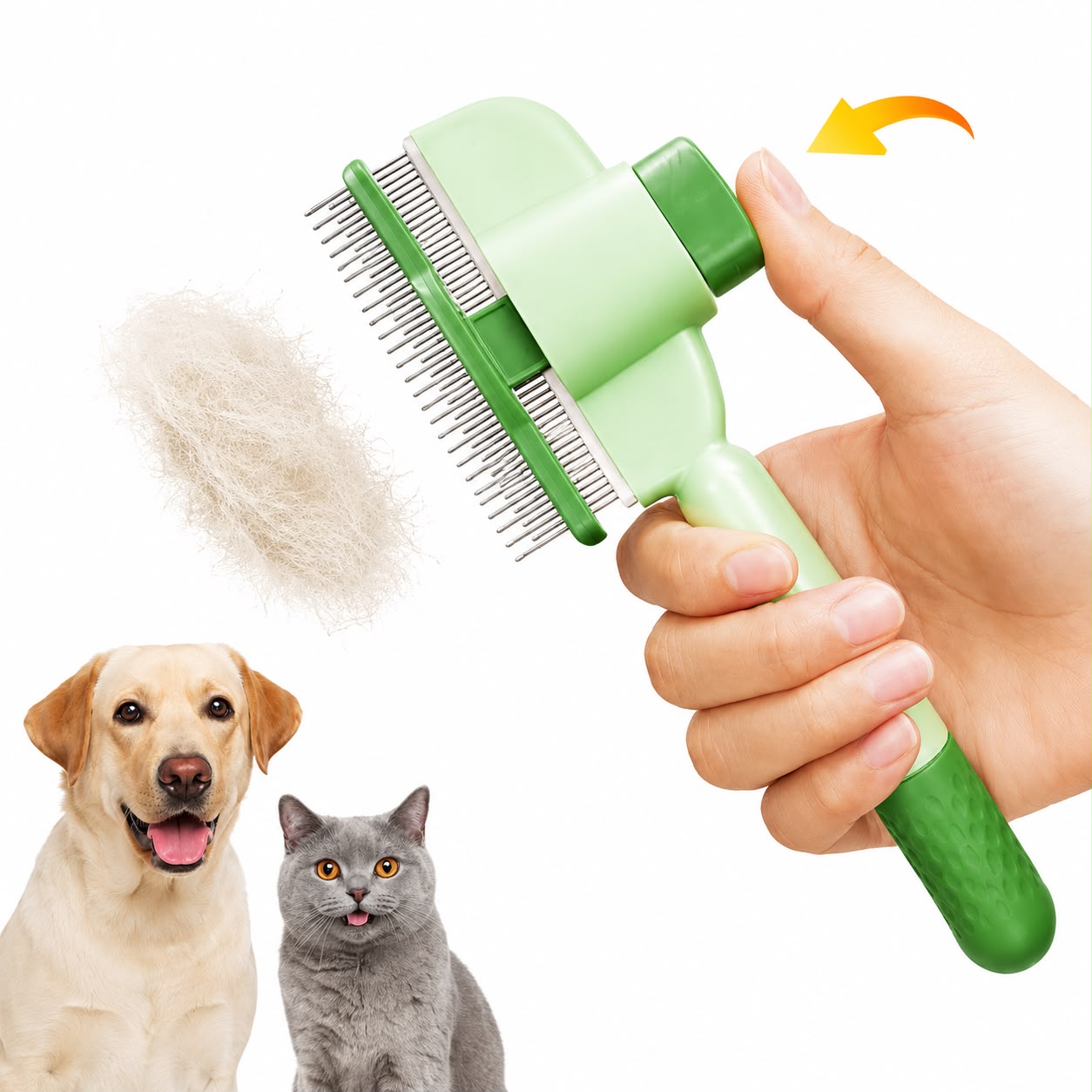PawFlow Selbstreinigender Premium-Fellkamm für Hunde & Katzen