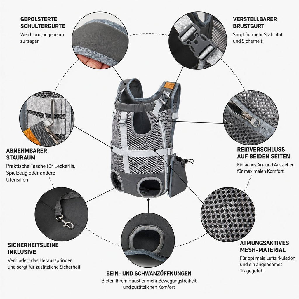 PawFlow™ Atmungsaktiver Komfort-Rucksack für Hunde
